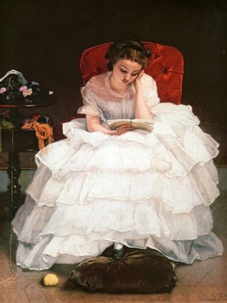Young Woman Reading by Alfred Emile Leopold Stevens ; image source: https://www.pinterest.com/pin/173881235583244277/